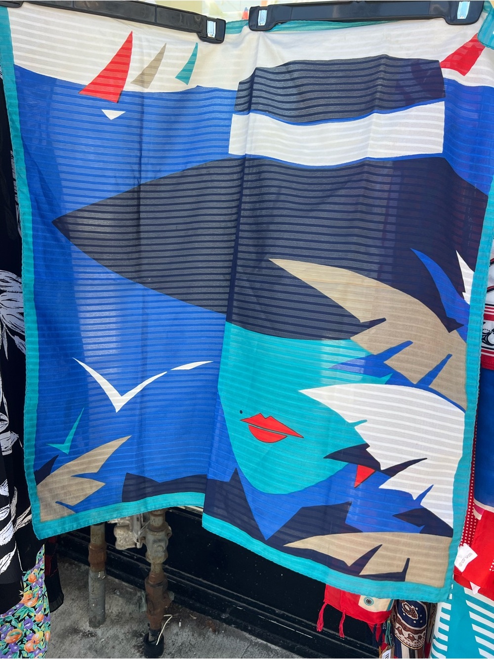 Vintage 80s XL Scarf in Light Cotton Twill